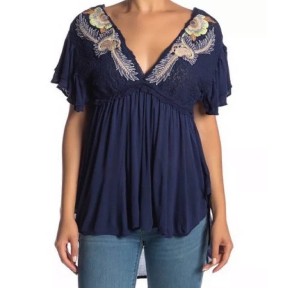 Free People OB797092 Fiesta Nuevo open back tunic‎ size small NWT